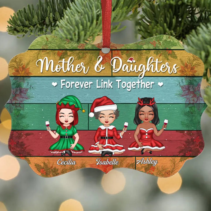 Personalized Aluminium Ornament - Gift For Mom - Mother & Daughters Forever Linked Together