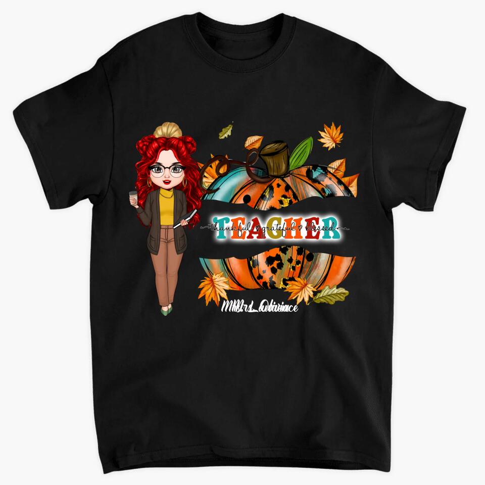 Personalized T-shirt - Gift For Teacher - Thankful Greatful Blessed