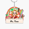 Personalized Keychain - Gift For Teacher - Apple Ruler Rainbow
