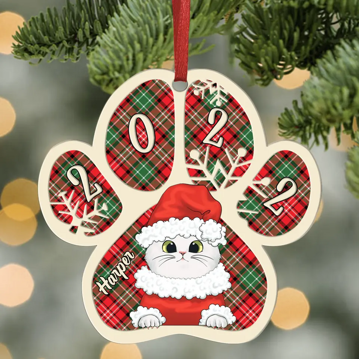 Personalized Aluminium Ornament - Gift For Cat Lover - Meowy Christmas