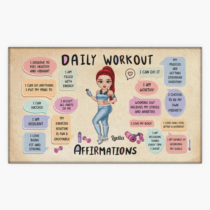 Personalized Doormat - Gift For Gym Lover - My Daily Workout Affirmations