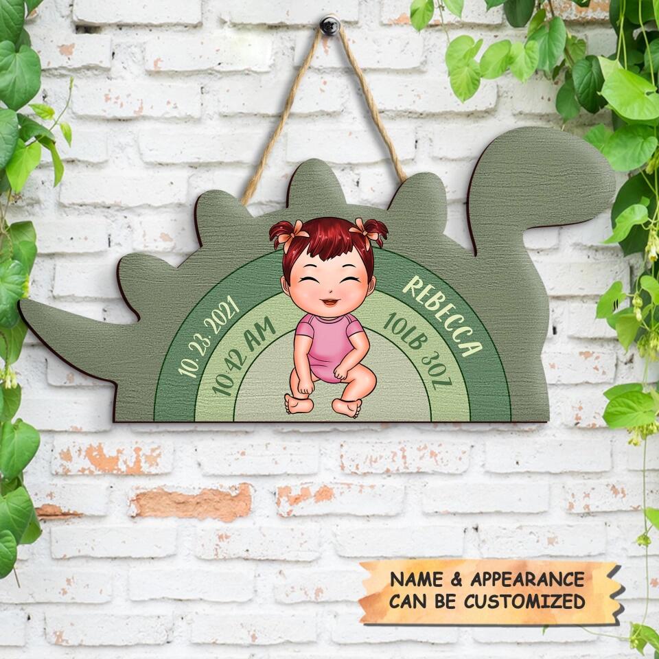 Personalized Door Sign - Gift For Baby - Dino Jurassic Baby
