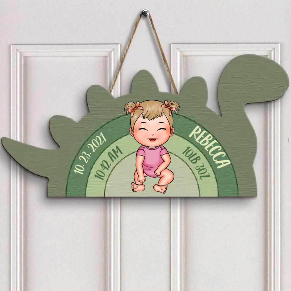 Personalized Door Sign - Gift For Baby - Dino Jurassic Baby