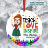 Personalized Aluminium Ornament - Gift For Teacher - Teach Love Inspire Christmas