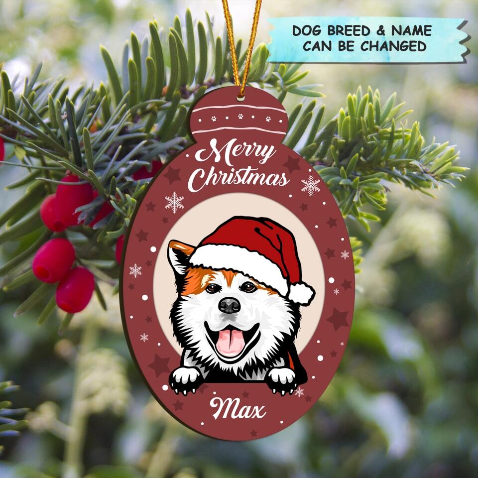 Personalized Wood Ornament - Gift For Dog Lover - Merry Christmas Everyone