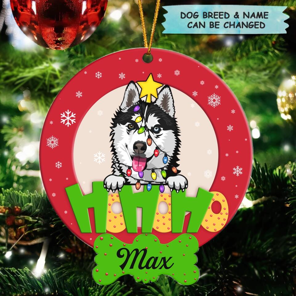 Personalized Mica Ornament - Gift For Dog Lover - Ho Ho Ho Christmas