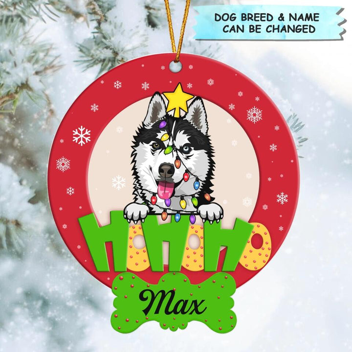 Personalized Mica Ornament - Gift For Dog Lover - Ho Ho Ho Christmas