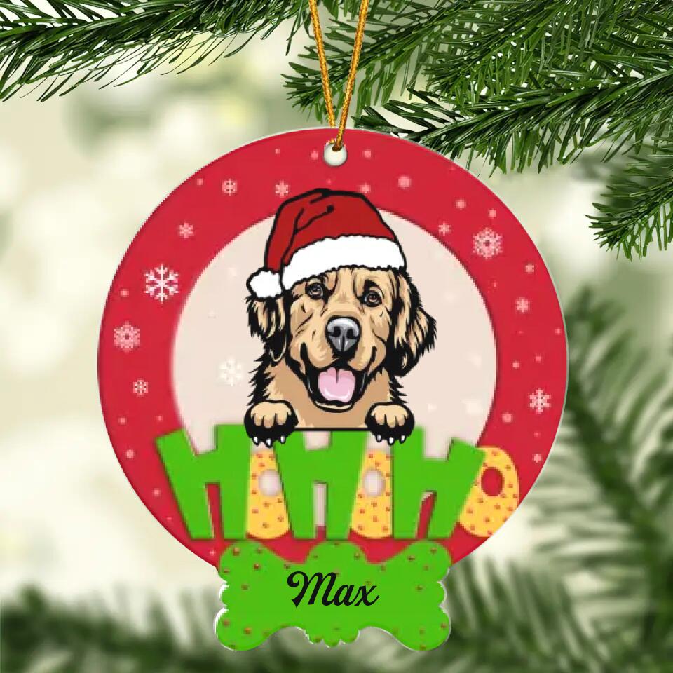 Personalized Mica Ornament - Gift For Dog Lover - Ho Ho Ho Christmas