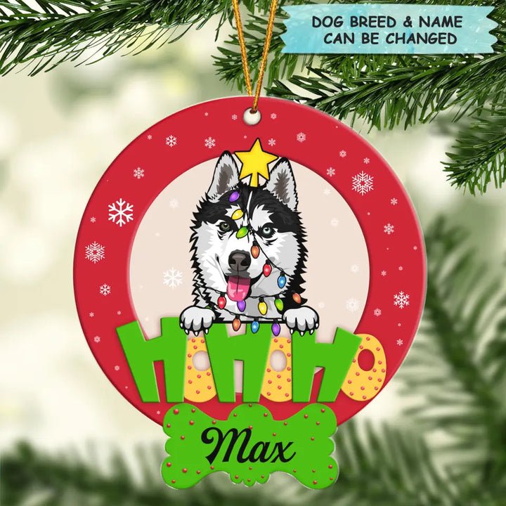 Personalized Mica Ornament - Gift For Dog Lover - Ho Ho Ho Christmas