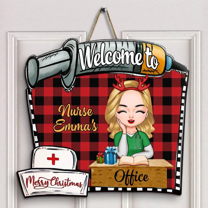 Personalized Door Sign - Gift For Nurse - Welcome To My Office Christmas