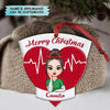 Personalized Aluminium ornament - Gift For Nurse - Merry Christmas Heart Beat