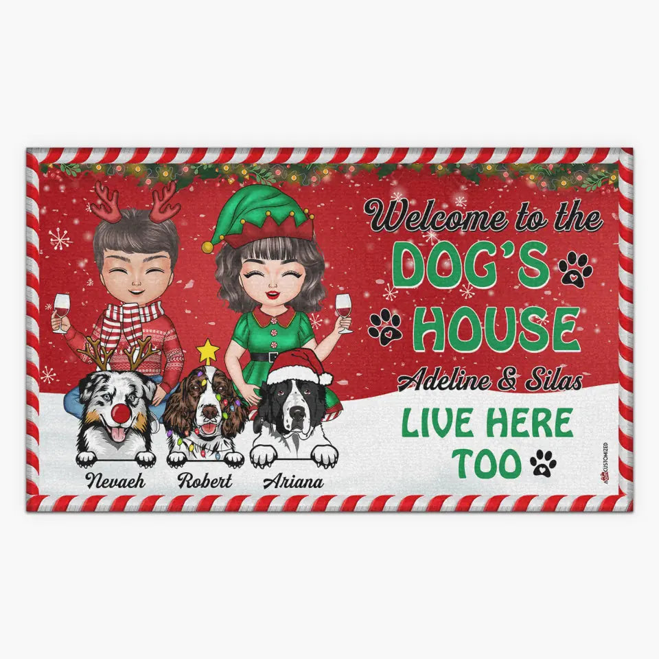 Personalized Doormat - Gift For Dog Lover - Welcome To The House Christmas