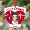 Personalized Aluminium ornament - Gift For Nurse - Merry Christmas Heart Beat