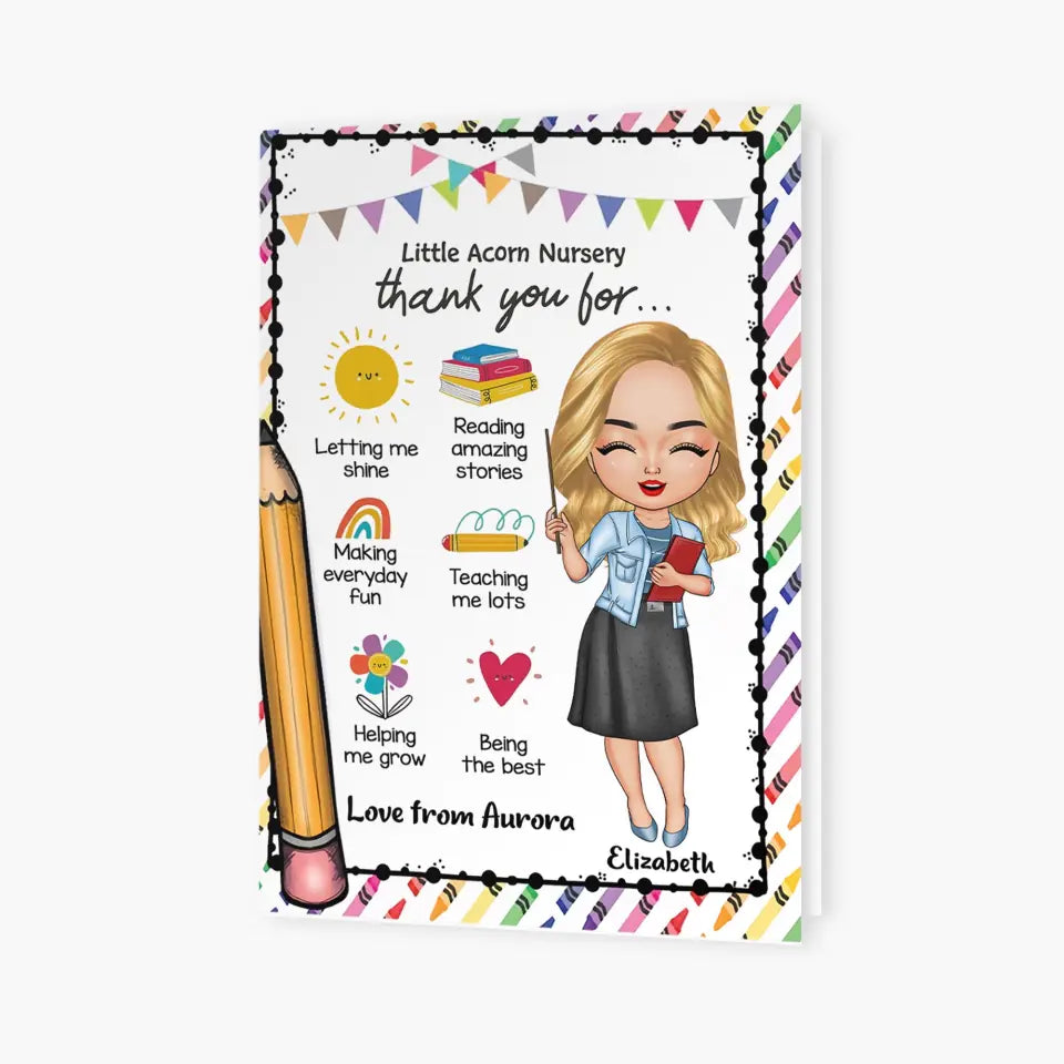 Personalized Greeting Card - Gift For Teacher - Thank You For Letting Me Shine
