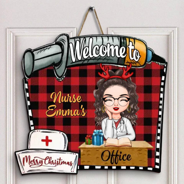 Personalized Door Sign - Gift For Nurse - Welcome To My Office Christmas