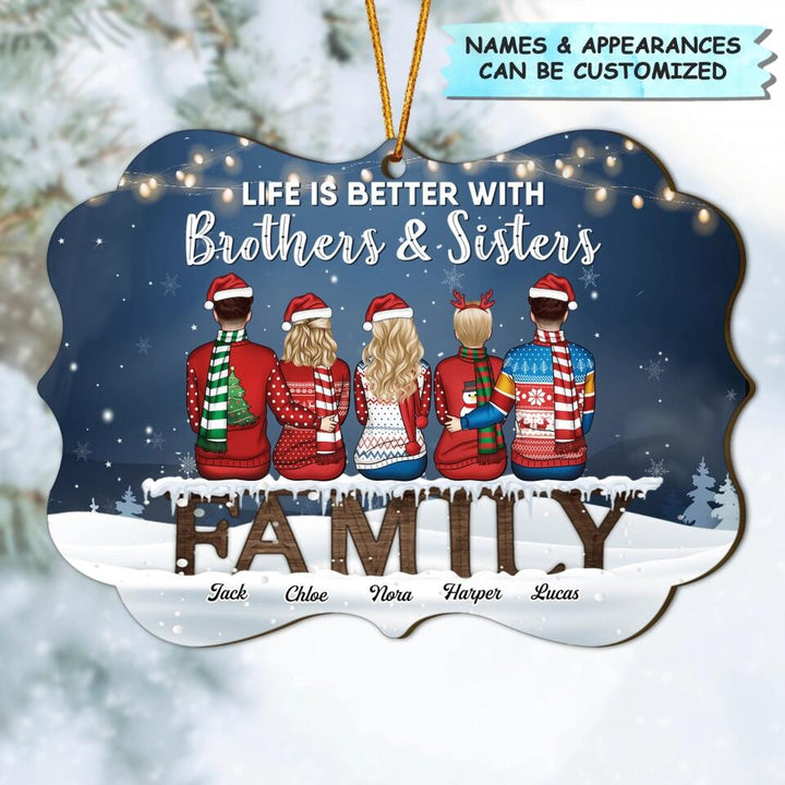 Personalized Wood Ornament - Gift For Family Member - Brother And Sister Never Apart