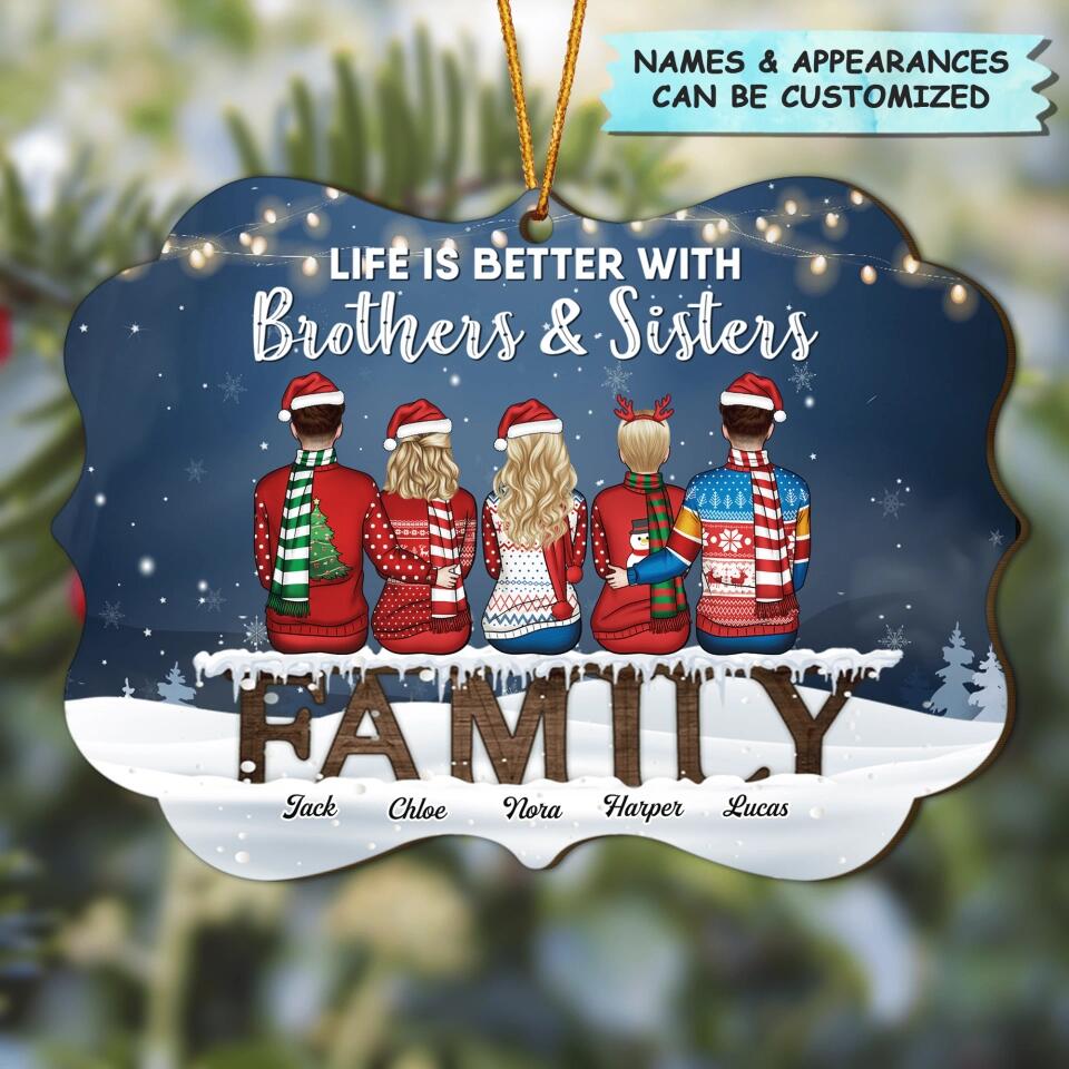Personalized Wood Ornament - Gift For Family Member - Brother And Sister Never Apart