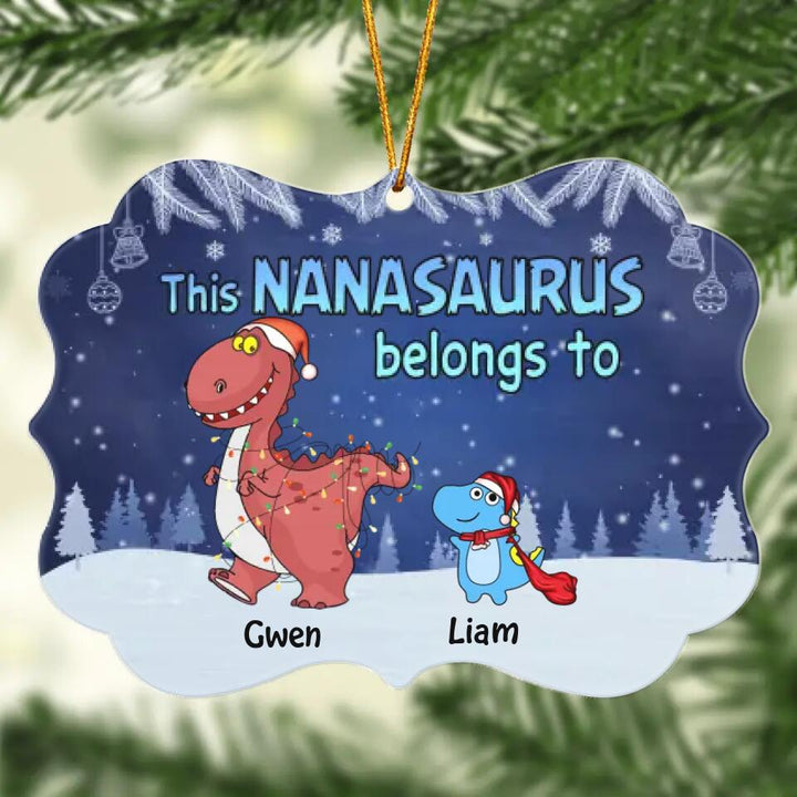Personalized Mica Ornament -  Gift For Grandma - This Nanasaurus Belongs To