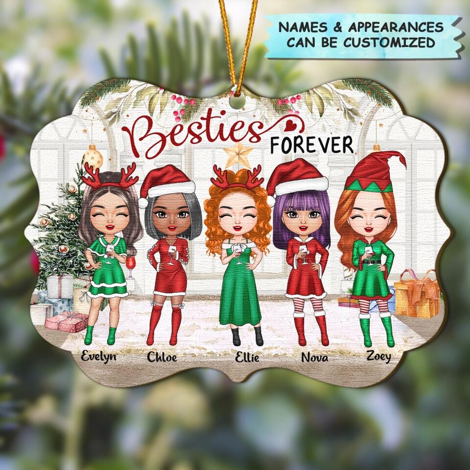 Personalized Wood Ornament - Gift For Friend - Besties Forever