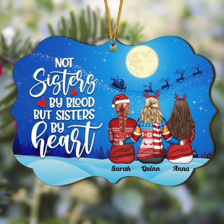 Personalized Wood Ornament - Gift For Friend - Sisters By Heart