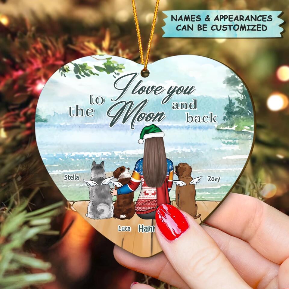 Personalized Wood Ornament - Gift For Dog Lover - I Love You To The Moon And Back