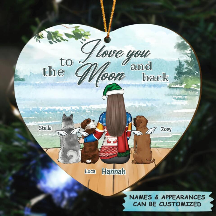 Personalized Wood Ornament - Gift For Dog Lover - I Love You To The Moon And Back