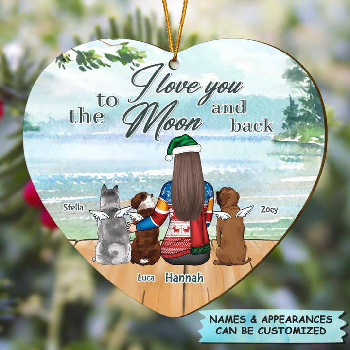 Personalized Wood Ornament - Gift For Dog Lover - I Love You To The Moon And Back