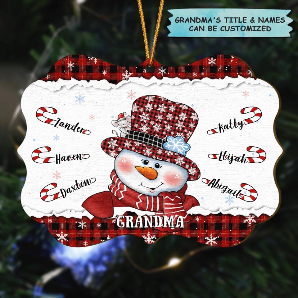 Snowman Grandma Ornament - Personalized Wood Ornament - Christmas Gift For Grandma