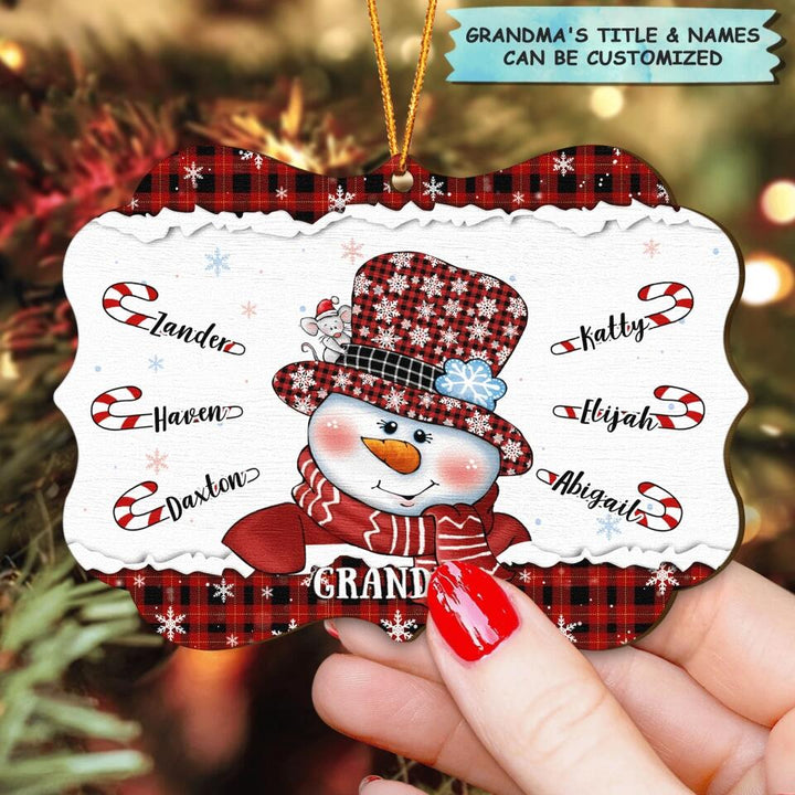 Snowman Grandma Ornament - Personalized Wood Ornament - Christmas Gift For Grandma