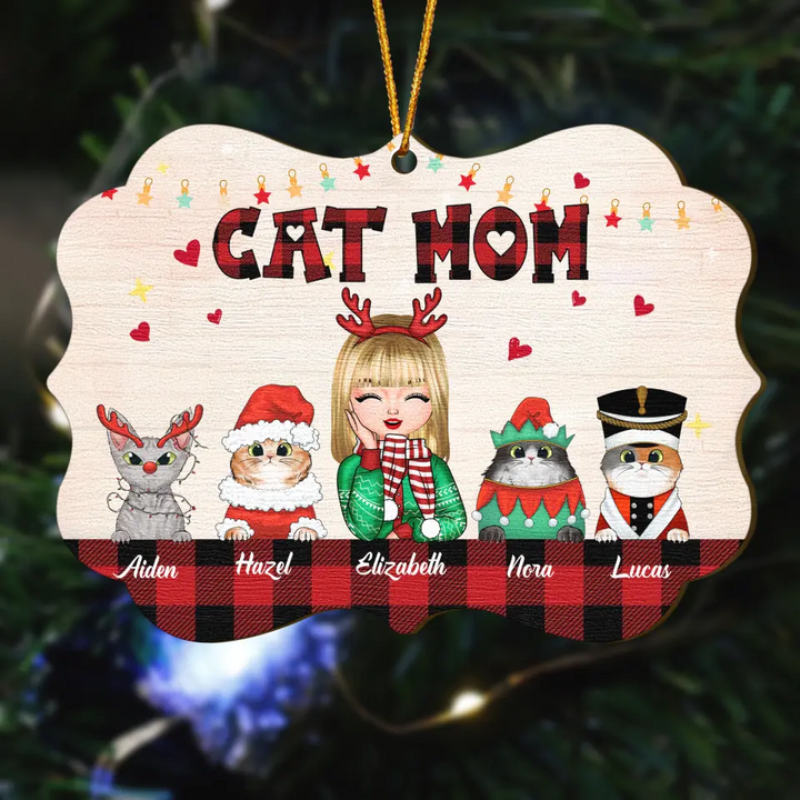 Personalized Wood Ornament - Gift For Cat Lover - Cat Mom