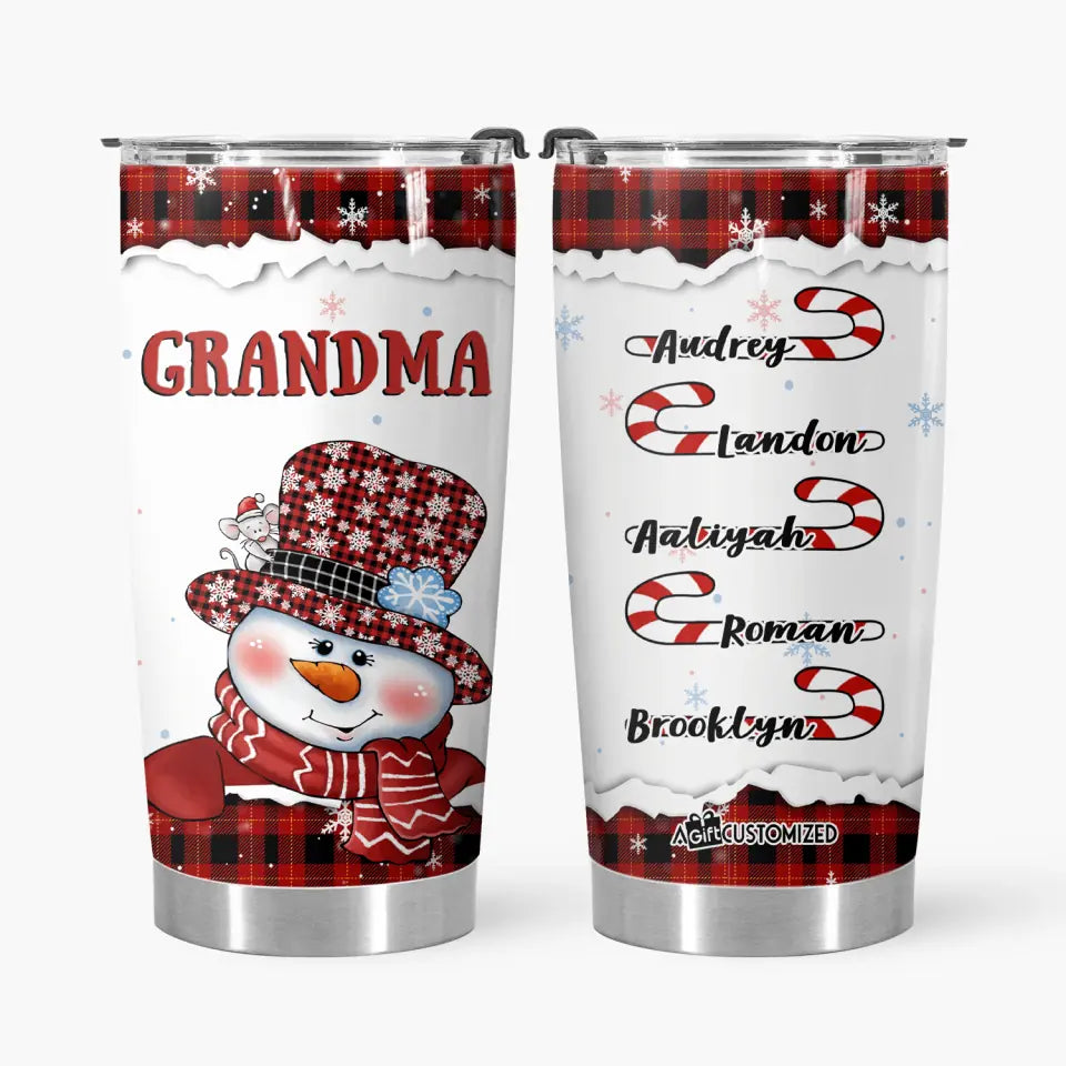 Grandma Snowman Christmas - Personalized Tumbler - Christmas Gift For Grandma