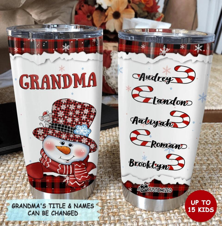 Grandma Snowman Christmas - Personalized Tumbler - Christmas Gift For Grandma