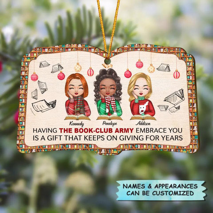Personalized Wood Ornament - Gift For Reading Lover -  The Book-Club Army