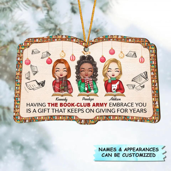 Personalized Wood Ornament - Gift For Reading Lover -  The Book-Club Army