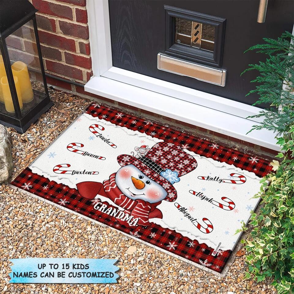 Grandma Snowman Christmas - Personalized Doormat - Christmas Gift For Grandma