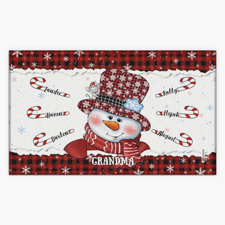 Grandma Snowman Christmas - Personalized Doormat - Christmas Gift For Grandma