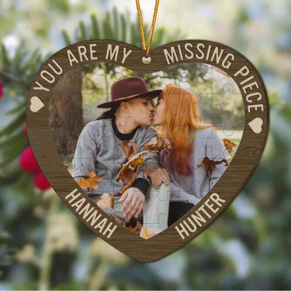 Personalized Photo Wood Ornament - Gift For Couple - You Are My Missing Piece