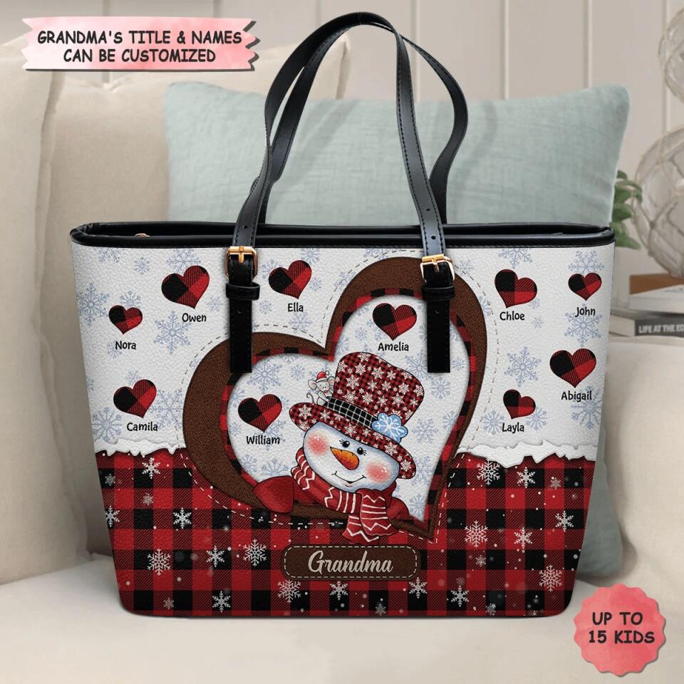 Personalized Leather Bucket Bag - Gift For Grandma - Grandma Life