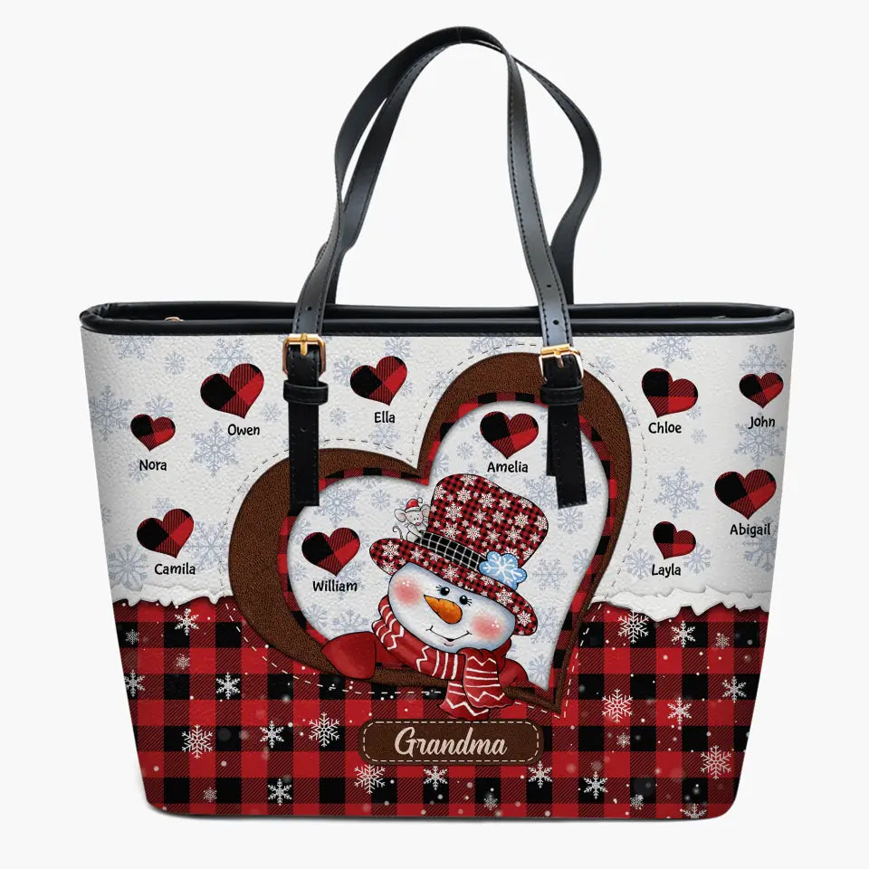 Personalized Leather Bucket Bag - Gift For Grandma - Grandma Life