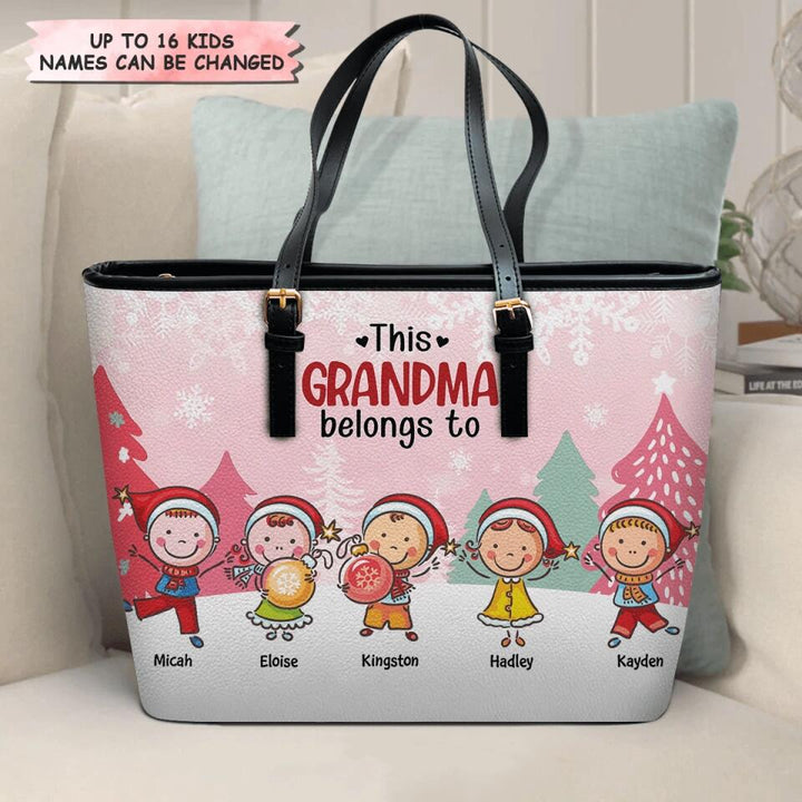 Personalized Leather Bucket Bag - Gift For Grandma - This Grandma Belongs To