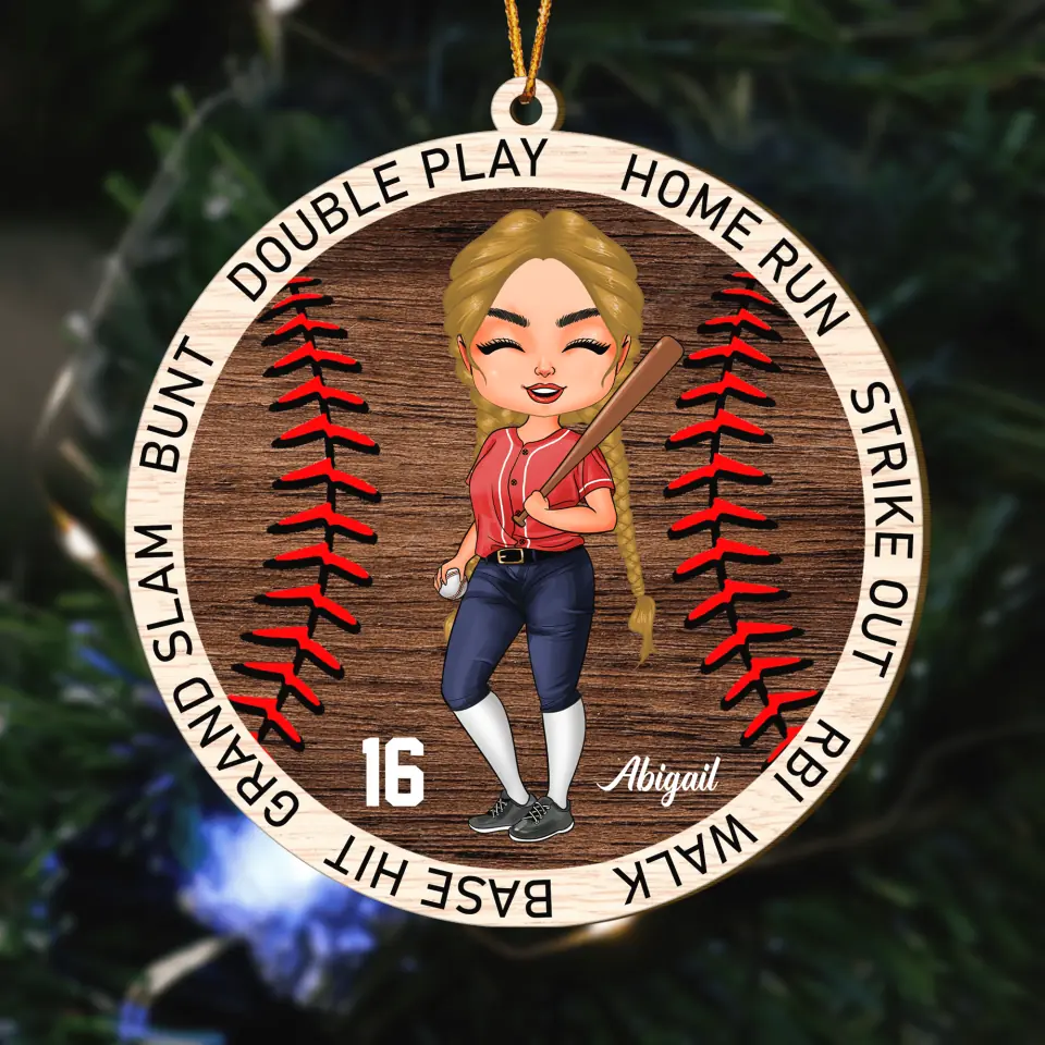 Personalized Wood Ornament - Gift For Baseball Lover - Home Run