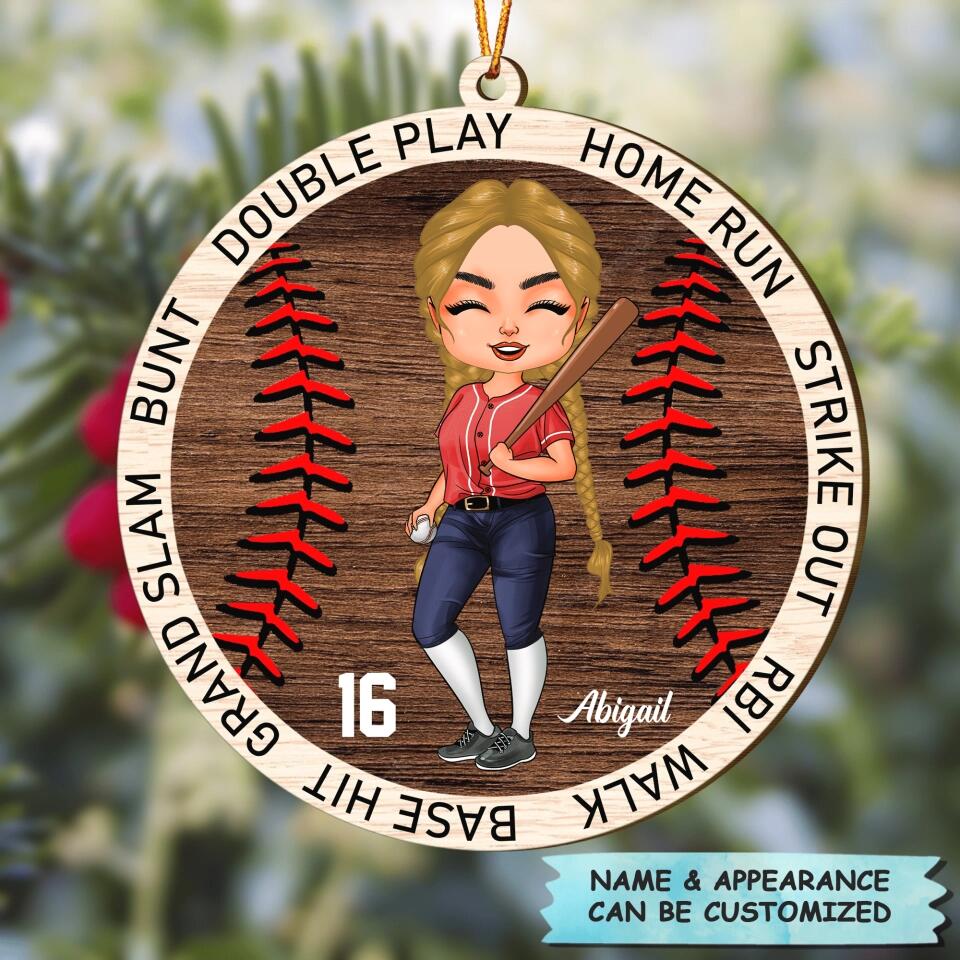 Personalized Wood Ornament - Gift For Baseball Lover - Home Run