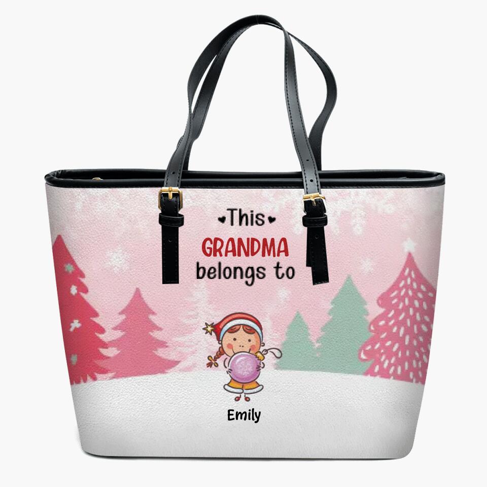 Personalized Leather Bucket Bag - Gift For Grandma - This Grandma Belongs To