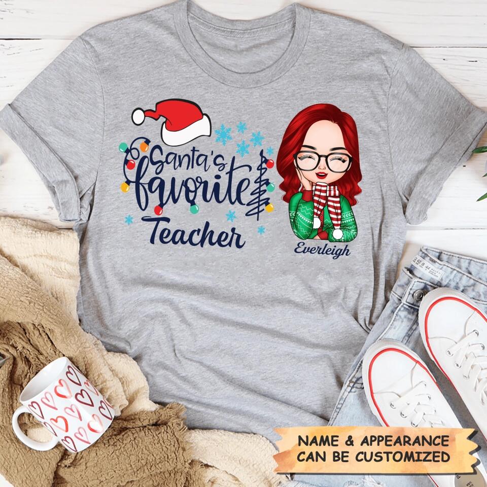 Personalized T-shirt - Gift For Teacher - Santa's Favorite Teacher