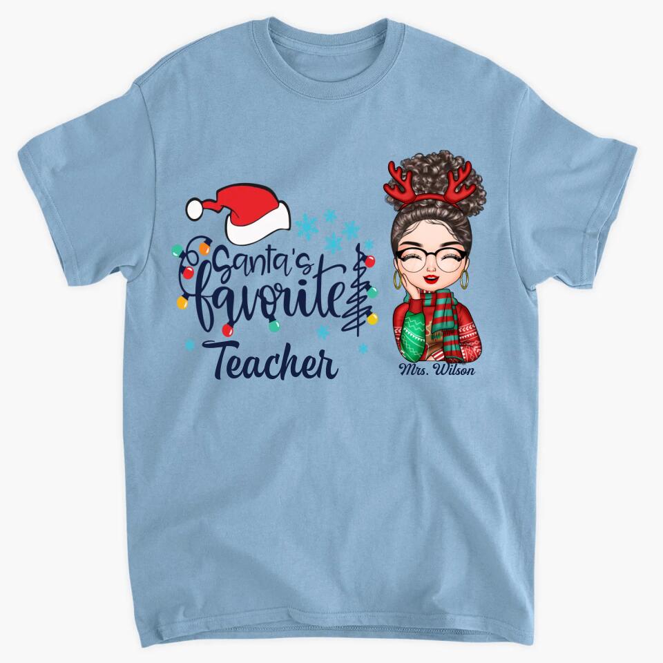 Personalized T-shirt - Gift For Teacher - Santa's Favorite Teacher