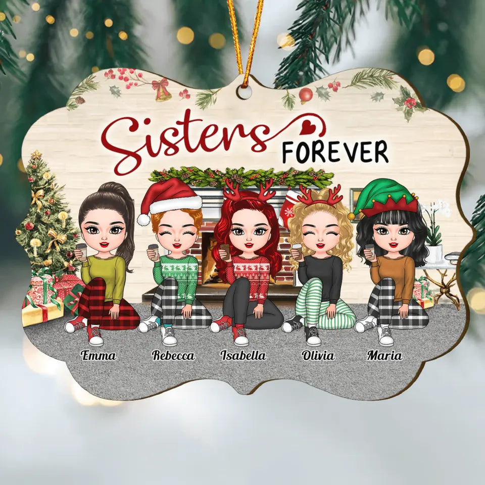 Personalized Wood Ornament - Gift For Friend - Sisters Forever