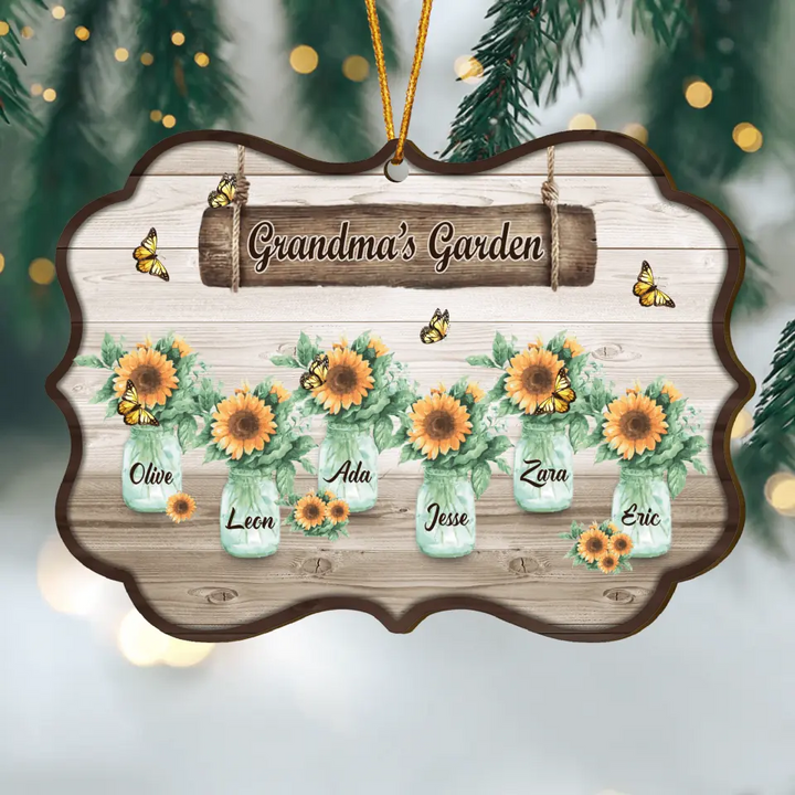 Personalized Wood Ornament - Gift For Grandma - Grandma's Garden