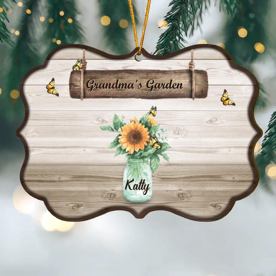 Personalized Wood Ornament - Gift For Grandma - Grandma's Garden