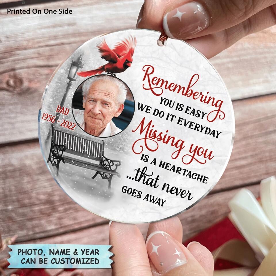Personalized Photo Mica Ornament - Gift For Family Member - Remembering You Is Easy Memorial