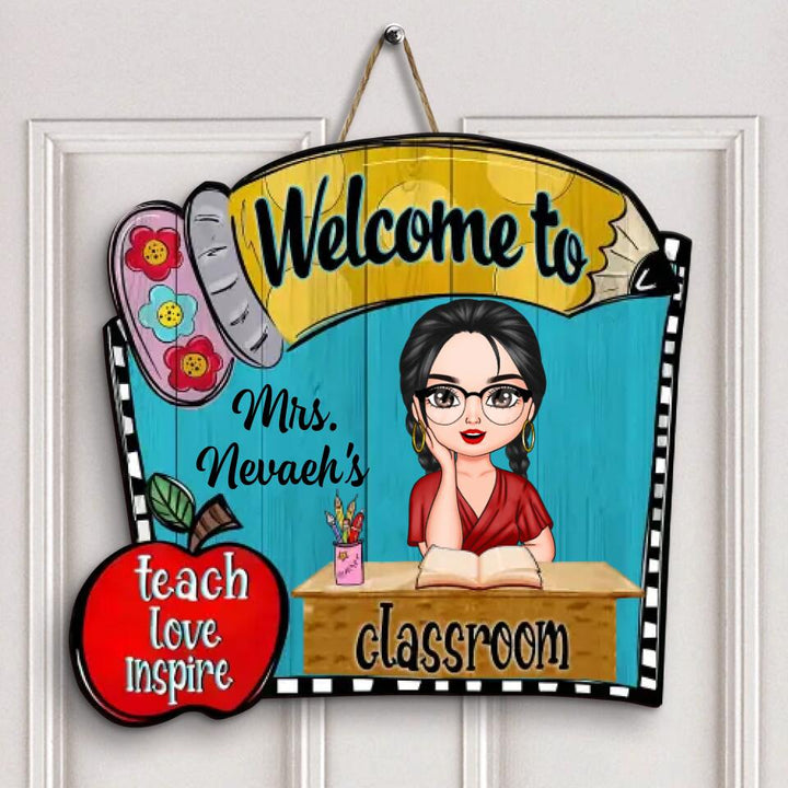 Personalized Door Sign - Gift For Teacher - Teacher Pencil Door Sign